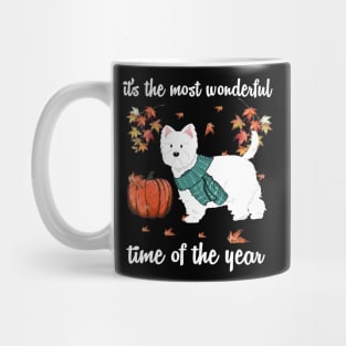 Westie Dog Autumn Fall Most Wonderful Time Maple Gift Mug